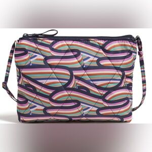 Vera Bradley Multicolor Large Hipster Crossbody Bag RETRO RIBBONS PATTERN
